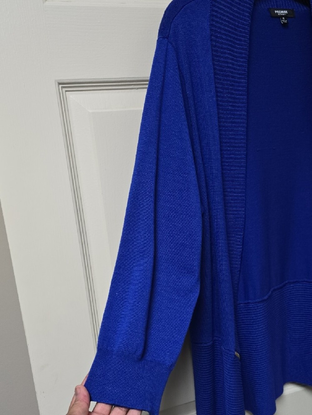 Worthington Royal Blue Open-Front Knit Cardigan with Zip Accents - Picture 2 of 5